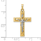 FJC Finejewelers 14 kt Two Tone Gold Polished and Twisted Hollow INRI Crucifix Charm 32 x 17 mm