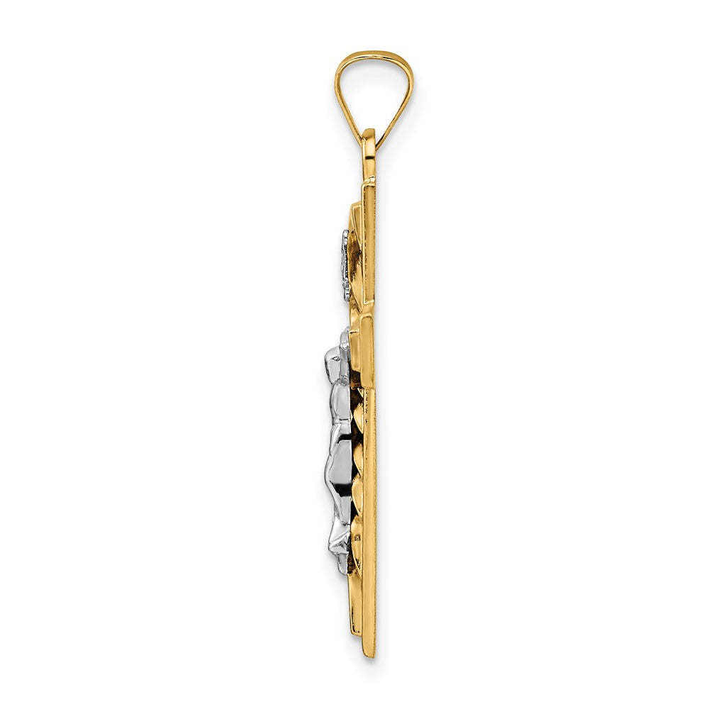 FJC Finejewelers 14 kt Two Tone Gold Polished and Twisted Hollow INRI Crucifix Charm 32 x 17 mm