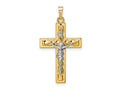 FJC Finejewelers 14 kt Two Tone Gold Polished and Twisted Hollow INRI Crucifix Charm 32 x 17 mm