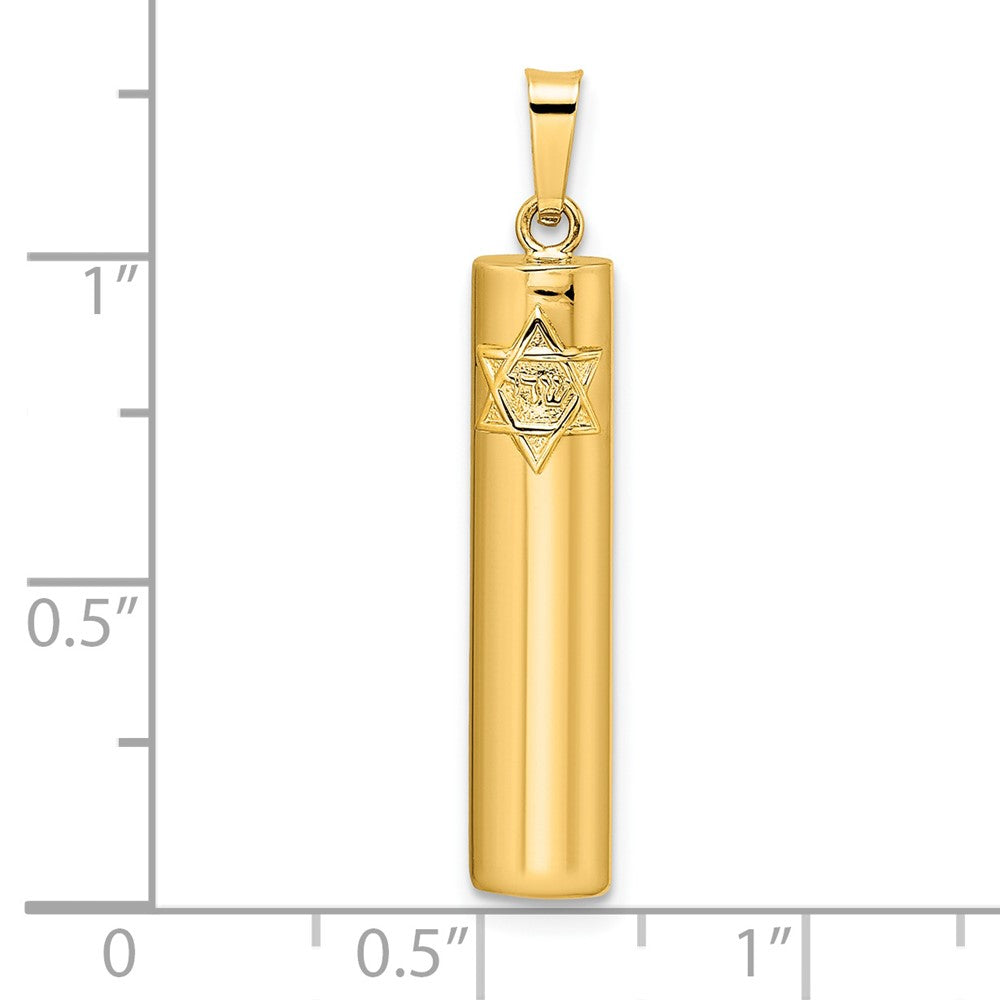 FJC Finejewelers 14 kt Yellow Gold Polished Hollow Mezuzah with Star of David Charm 32 x 5 mm