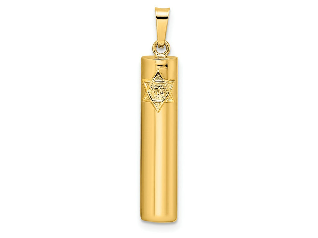 FJC Finejewelers 14 kt Yellow Gold Polished Hollow Mezuzah with Star of David Charm 32 x 5 mm