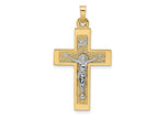 FJC Finejewelers 14 kt Two Tone Gold Polished Solid INRI Crucifix Charm 36 x 20 mm