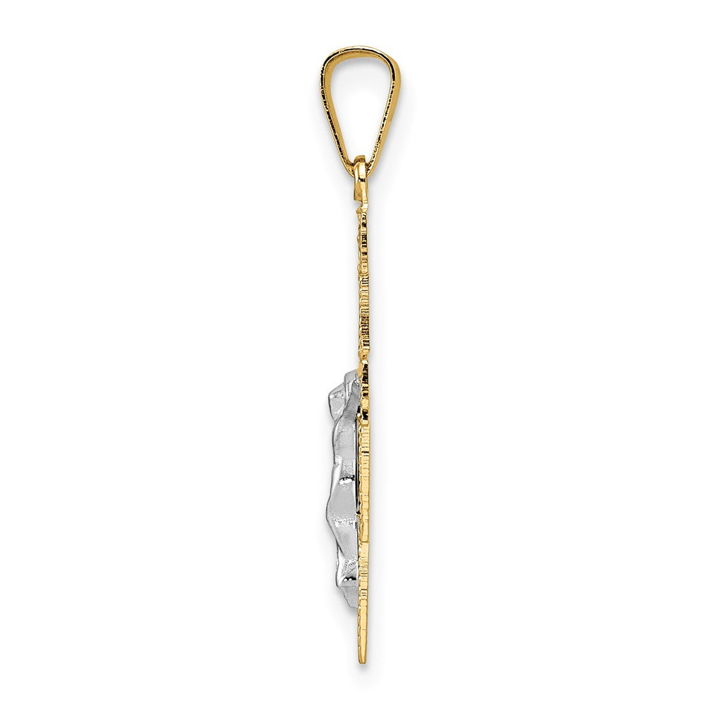 FJC Finejewelers 14 kt Two Tone Gold Solid Crucifix Charm 28 x 16 mm
