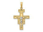 FJC Finejewelers 14 kt Two Tone Gold Solid Crucifix Charm 28 x 16 mm