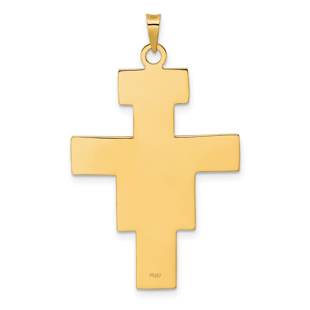 FJC Finejewelers 14 kt Two Tone Gold Polished Fancy Solid Cross Charm 41 x 24 mm
