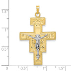 FJC Finejewelers 14 kt Two Tone Gold Polished Fancy Solid Cross Charm 41 x 24 mm