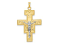 FJC Finejewelers 14 kt Two Tone Gold Polished Fancy Solid Cross Charm 41 x 24 mm