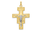FJC Finejewelers 14 kt Two Tone Gold Polished Fancy Solid Cross Charm 41 x 24 mm