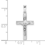 FJC Finejewelers 14 kt White Gold  Polished Solid INRI Striped Crucifix Cross Charm 27 mm x 13 mm