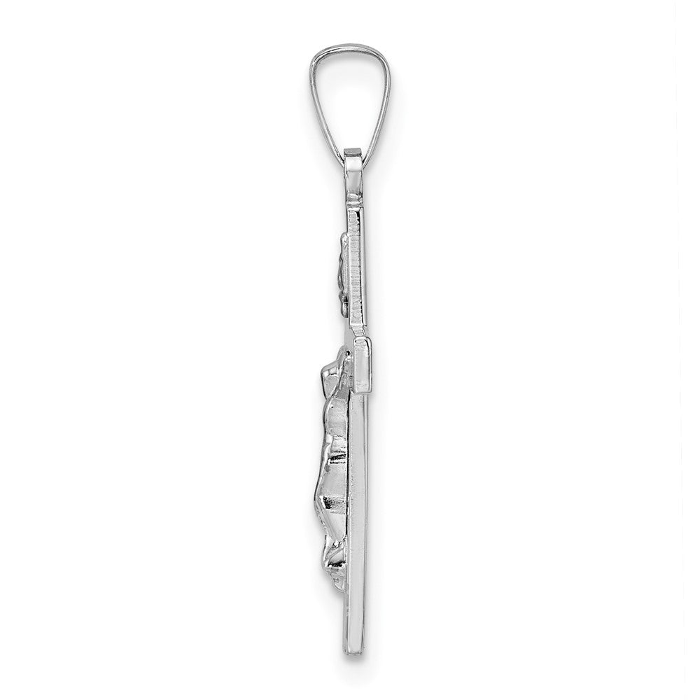 FJC Finejewelers 14 kt White Gold  Polished Solid INRI Striped Crucifix Cross Charm 27 mm x 13 mm