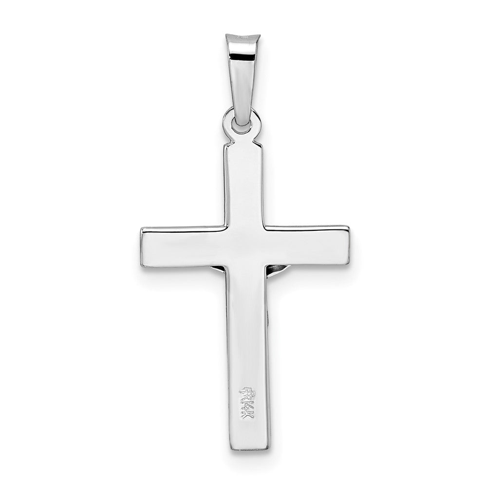 FJC Finejewelers 14 kt White Gold  Polished Solid INRI Striped Crucifix Cross Charm 27 mm x 13 mm