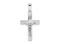 FJC Finejewelers 14 kt White Gold  Polished Solid INRI Striped Crucifix Cross Charm 27 mm x 13 mm