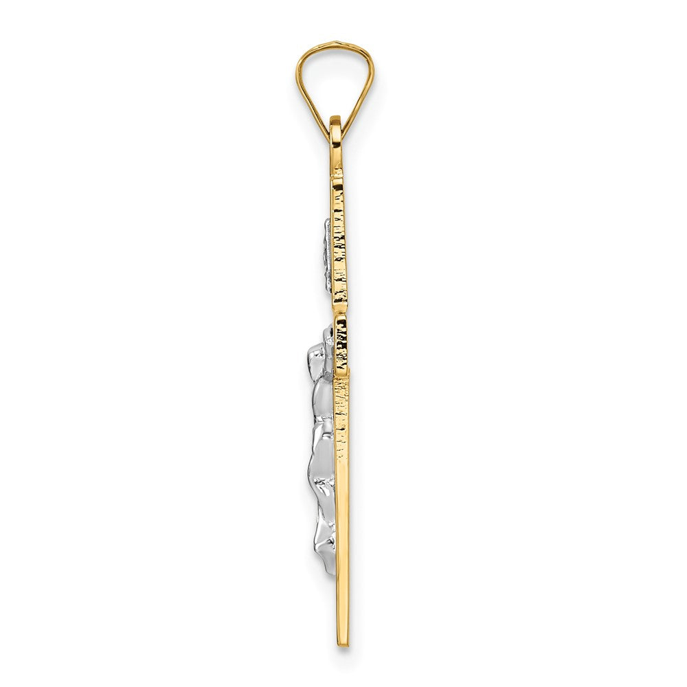 FJC Finejewelers 14 kt Two Tone Gold Polished Solid INRI Crucifix Charm 32 x 16 mm
