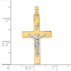 FJC Finejewelers 14 kt Two Tone Gold Polished Solid INRI Crucifix Charm 32 x 16 mm