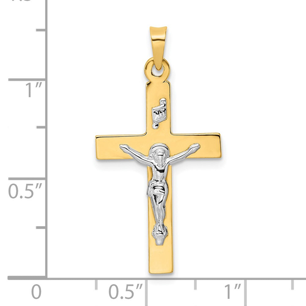 FJC Finejewelers 14 kt Two Tone Gold Polished Solid INRI Crucifix Charm 32 x 16 mm