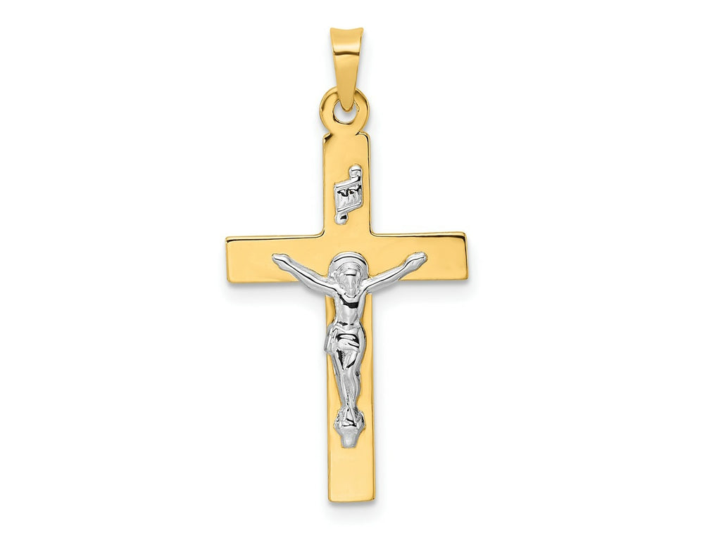 FJC Finejewelers 14 kt Two Tone Gold Polished Solid INRI Crucifix Charm 32 x 16 mm