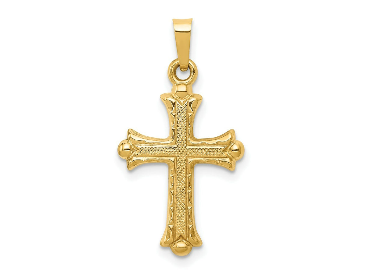 FJC Finejewelers 14 kt Yellow Gold Hollow Fleur De Lis Cross Charm 28 x 15 mm