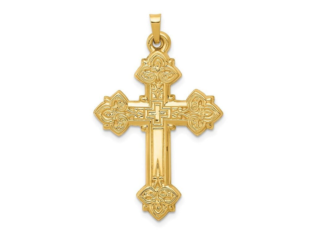 FJC Finejewelers 14 kt Yellow Gold Hollow Cross Charm 42 x 26 mm
