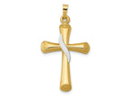 FJC Finejewelers 14 kt Two Tone Gold Two-Tone Hollow Cross with Drape Charm 35 x 19 mm