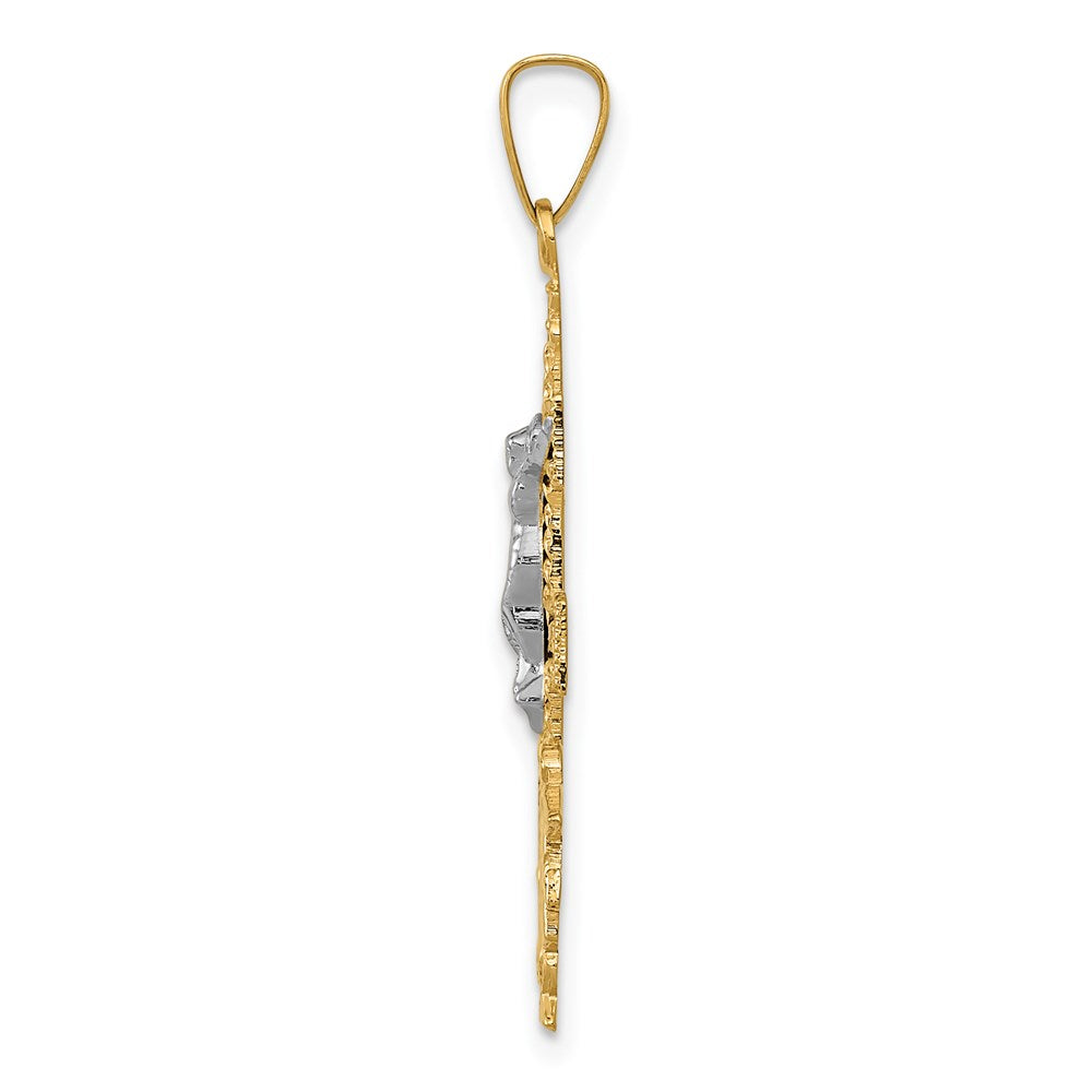 FJC Finejewelers 14 kt Two Tone Gold Cara Vaca Crucifix Charm 34 x 15 mm