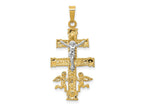 FJC Finejewelers 14 kt Two Tone Gold Cara Vaca Crucifix Charm 34 x 15 mm