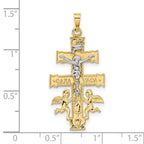 FJC Finejewelers 14 kt Two Tone Gold Cara Vaca Crucifix Charm 38 x 19 mm