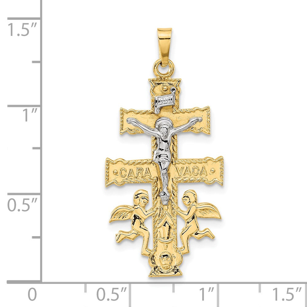 FJC Finejewelers 14 kt Two Tone Gold Cara Vaca Crucifix Charm 38 x 19 mm