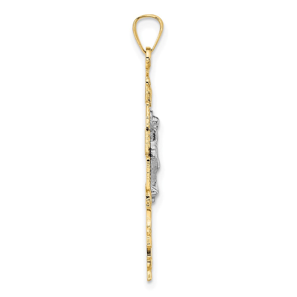 FJC Finejewelers 14 kt Two Tone Gold Cara Vaca Crucifix Charm 38 x 19 mm