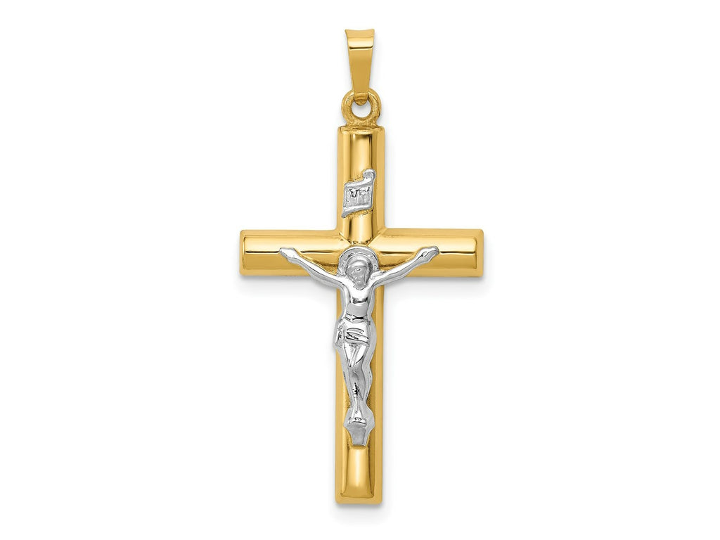 FJC Finejewelers 14 kt Two Tone Gold INRI Hollow Crucifix Charm 39 x 20 mm