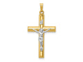 FJC Finejewelers 14 kt Two Tone Gold INRI Hollow Crucifix Charm 39 x 20 mm