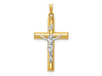 FJC Finejewelers 14 kt Two Tone Gold INRI Hollow Crucifix Charm 39 x 20 mm