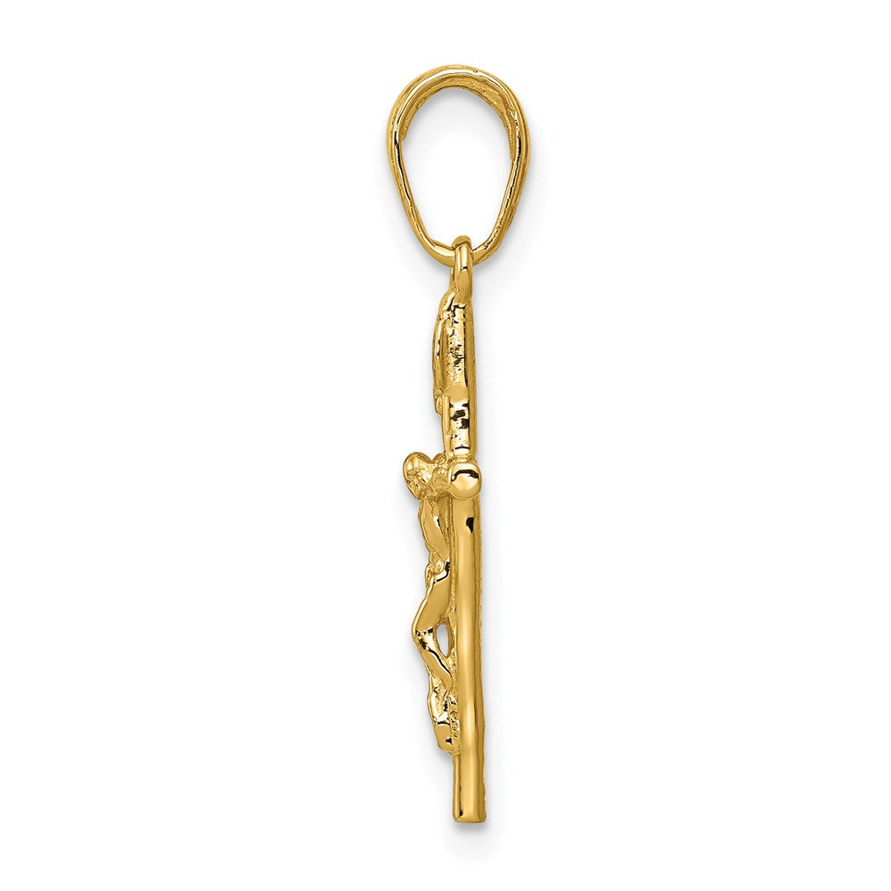 FJC Finejewelers 14 kt Yellow Gold INRI Hollow Crucifix Charm 27 x 14 mm