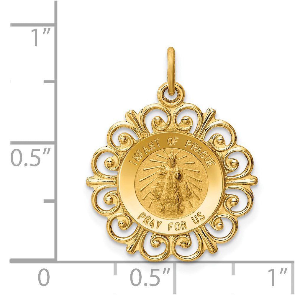 FJC Finejewelers 14 kt Yellow Gold Infant of Prague Medal Charm 24 x 19 mm