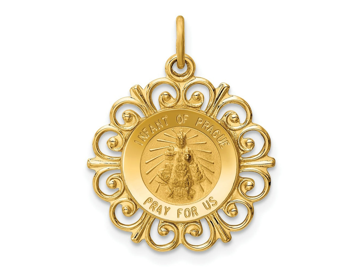 FJC Finejewelers 14 kt Yellow Gold Infant of Prague Medal Charm 24 x 19 mm