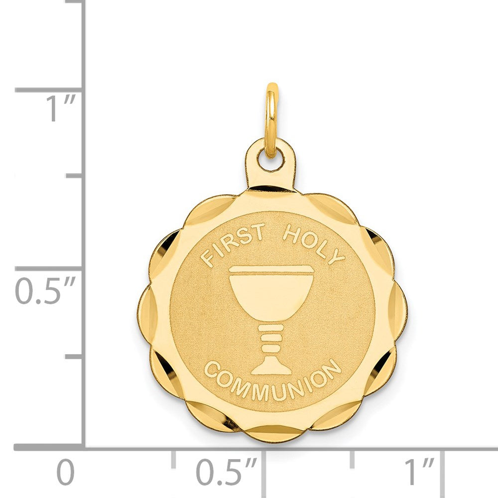 FJC Finejewelers 14 kt Yellow Gold First Holy Communion Disc Charm 26 x 20 mm