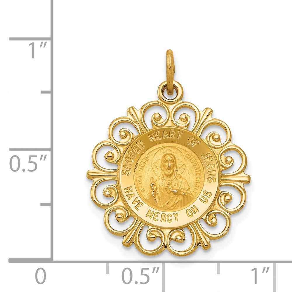 FJC Finejewelers 14 kt Yellow Gold Sacred Heart of Jesus Medal Charm 23 x 18 mm