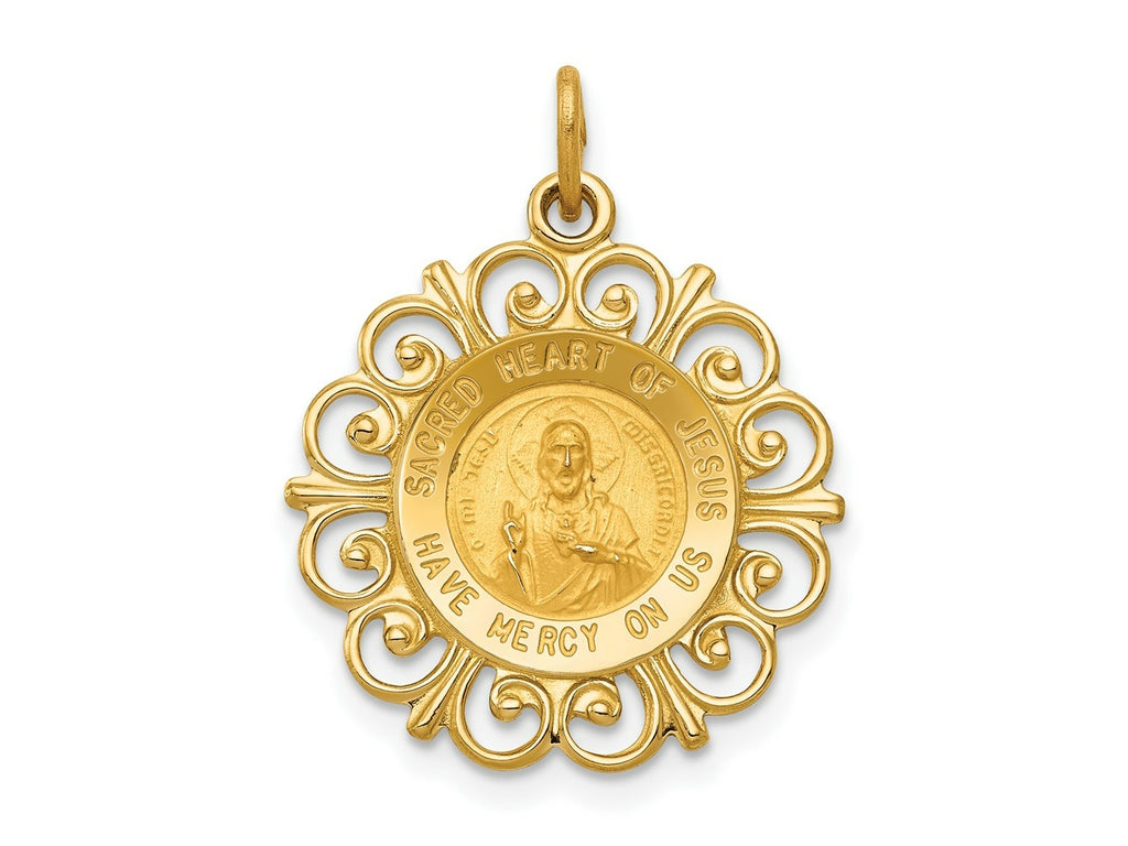 FJC Finejewelers 14 kt Yellow Gold Sacred Heart of Jesus Medal Charm 23 x 18 mm