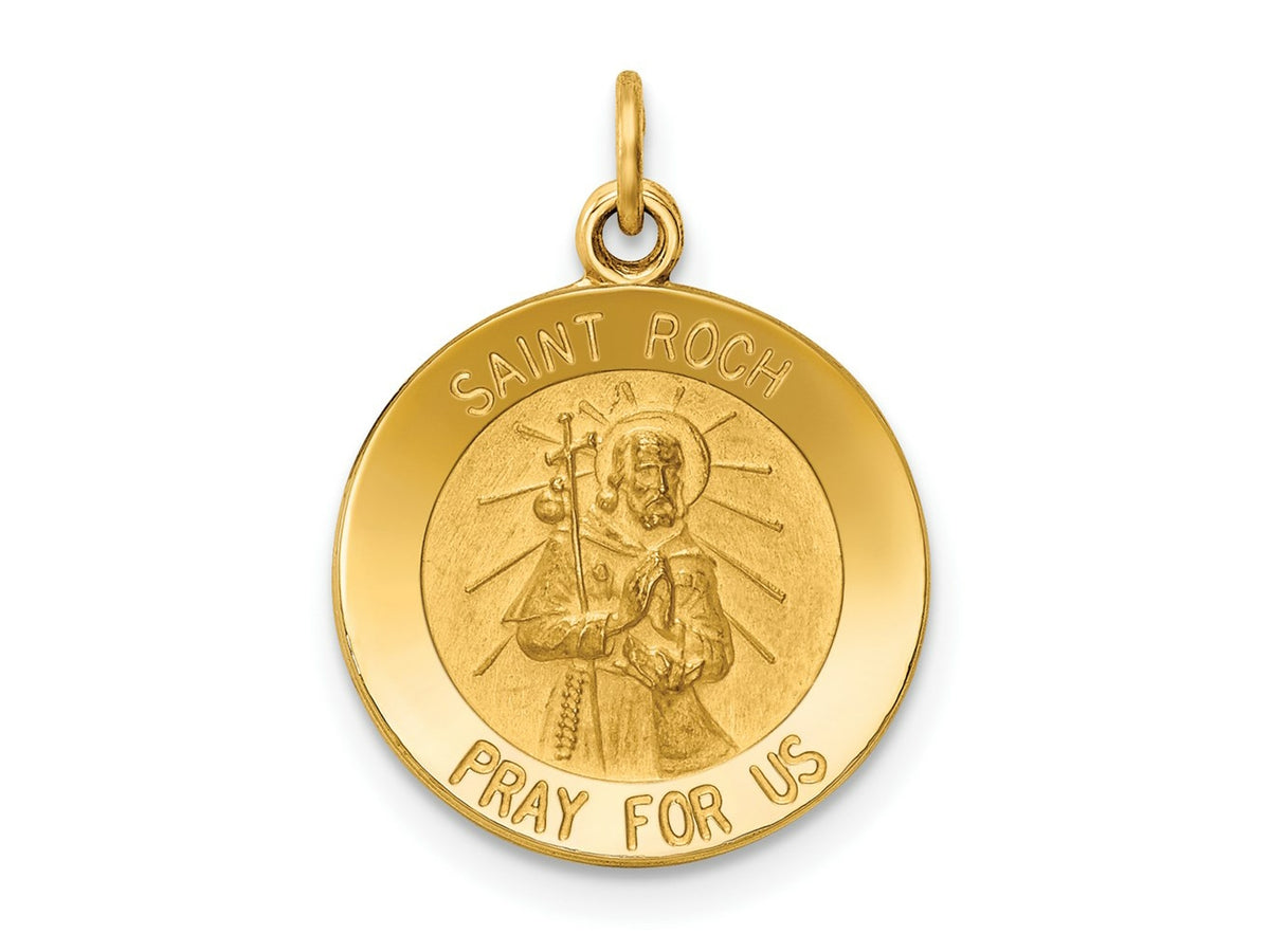 FJC Finejewelers 14 kt Yellow Gold Saint Roch Medal Charm 23 x 15 mm