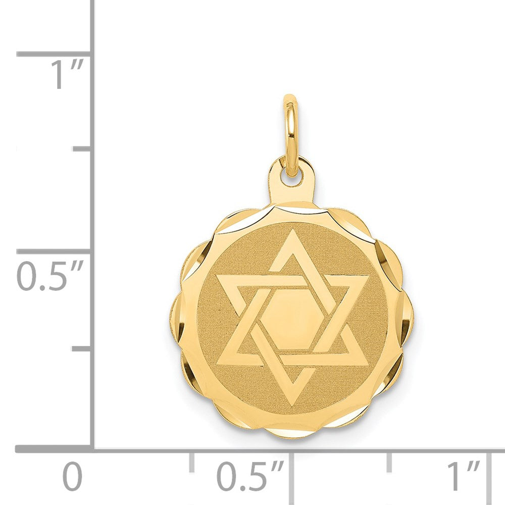 FJC Finejewelers 14 kt Yellow Gold Solid Star of David Disc Charm 21 x 16 mm