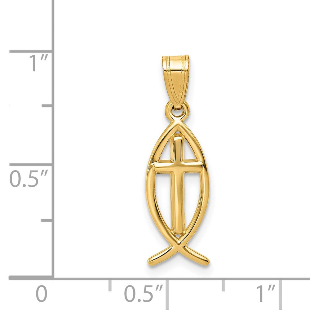 FJC Finejewelers 14 kt Yellow Gold Ichthus Fish Charm 25 x 8 mm