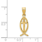 FJC Finejewelers 14 kt Yellow Gold Ichthus Fish Charm 25 x 8 mm