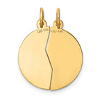 FJC Finejewelers 14 kt Yellow Gold 2-piece Mizpah Charm 26 x 20 mm
