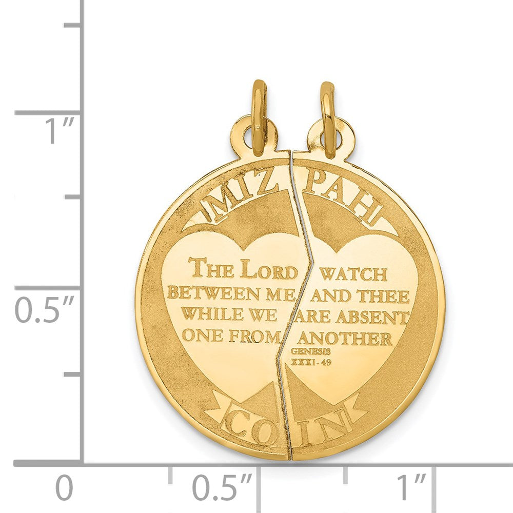 FJC Finejewelers 14 kt Yellow Gold Mizpah 2-piece Charm 29 x 23 mm