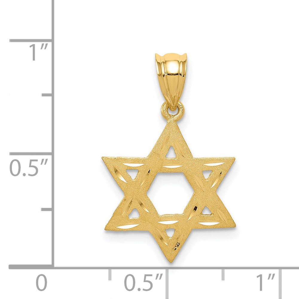 FJC Finejewelers 14 kt Yellow Gold Solid Satin Star of David Charm 24 x 16 mm