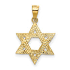 FJC Finejewelers 14 kt Yellow Gold Solid Satin Star of David Charm 24 x 16 mm