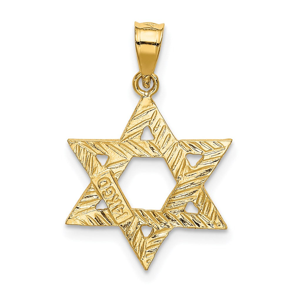 FJC Finejewelers 14 kt Yellow Gold Solid Satin Star of David Charm 24 x 16 mm