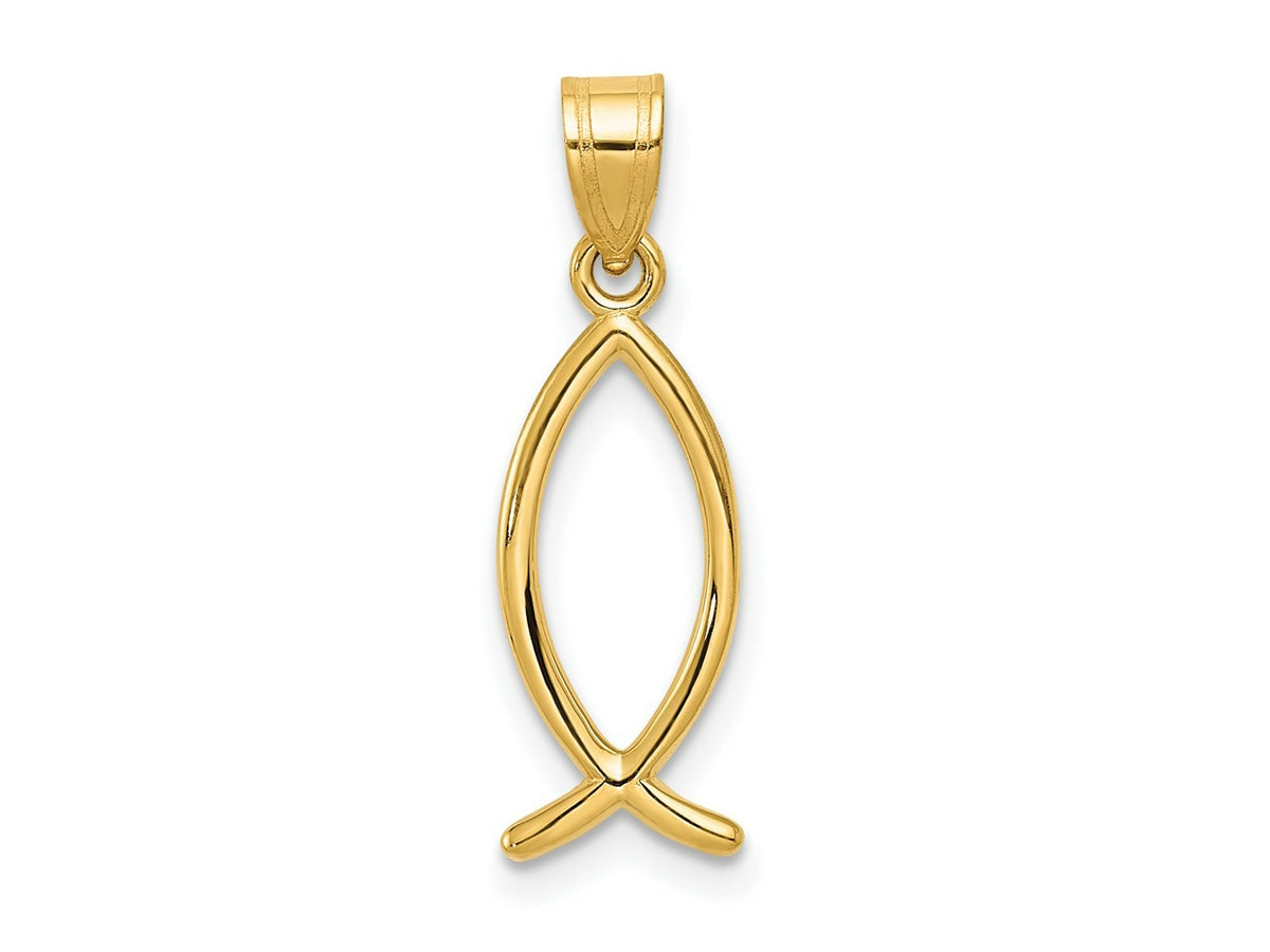 FJC Finejewelers 14 kt Yellow Gold Ichthus Fish Charm 23 x 8 mm