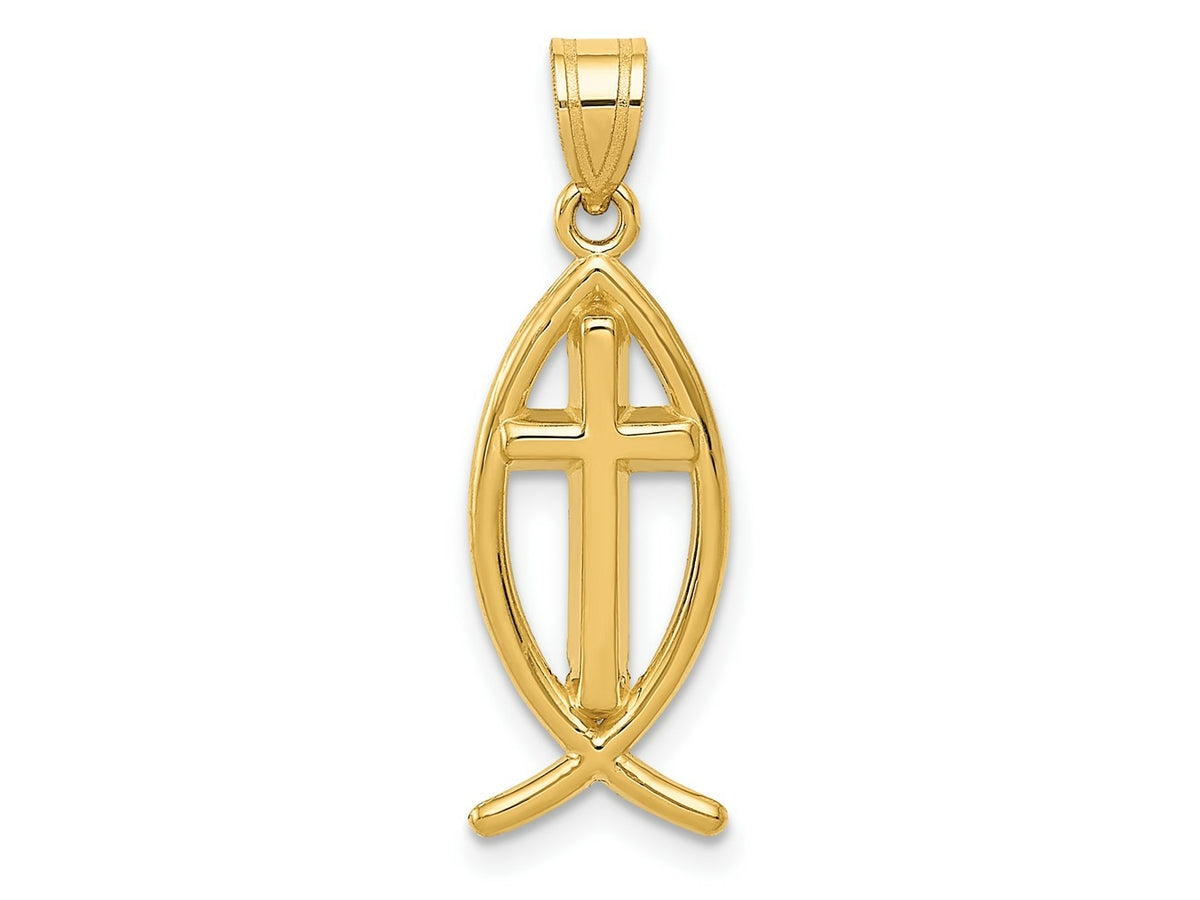 FJC Finejewelers 14 kt Yellow Gold Ichthus Fish Charm 26 x 9 mm