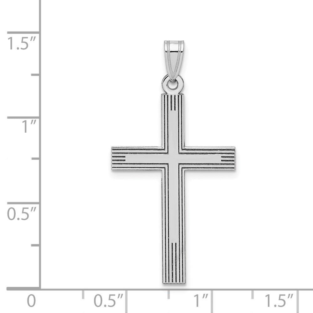 FJC Finejewelers 14 kt White Gold White Laser Etched Cross Charm 37 x 20 mm