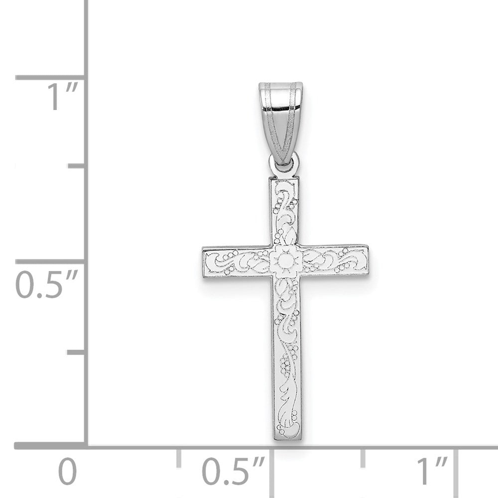 FJC Finejewelers 14 kt White Gold White Floral Cross Charm 25 x 12 mm